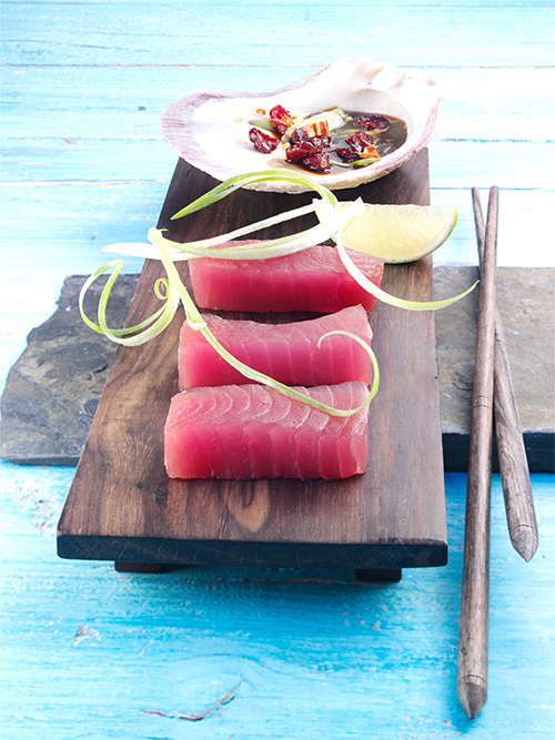 Fotos de receta Sashimi de atún con cranberry dip